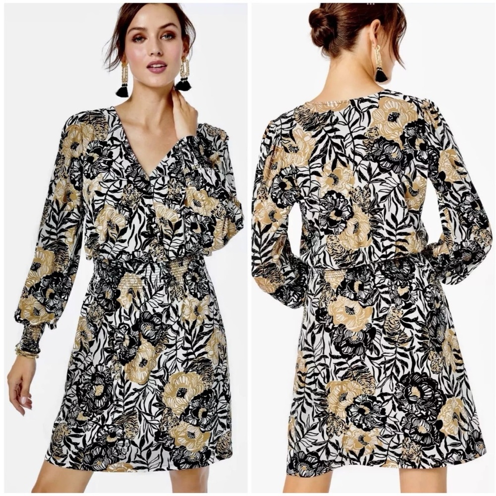 Lilly Pulitzer Tally Onyx Floral Print Long Sleeve Knit Dress
